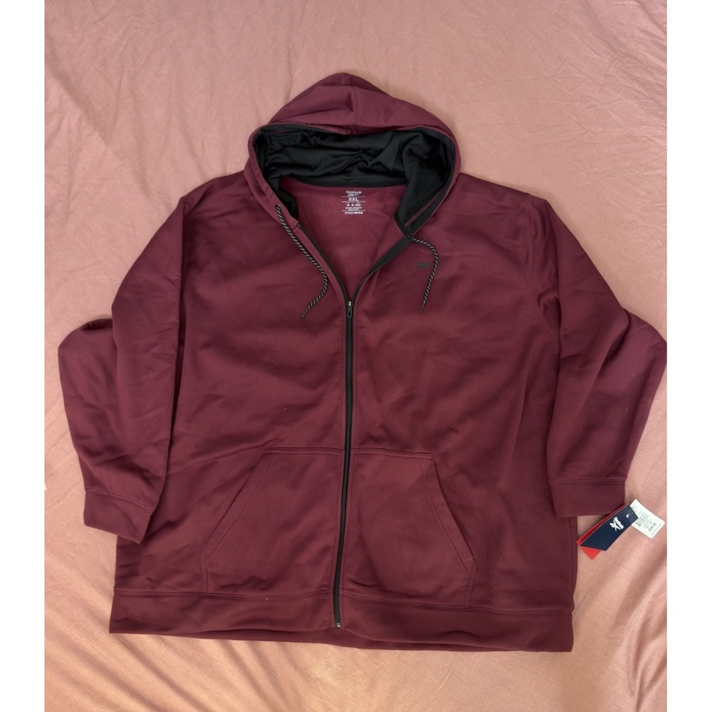 Reebok Men's Full Zip Hoodie Burgundy 5XL Big & Tall NWT $59.50